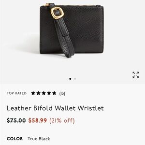 Madewell Black Leather Bifold Wallet Wristlet